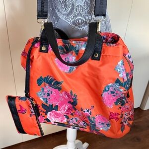 Steve Madden Orange Floral Weekender Bag with Pouch